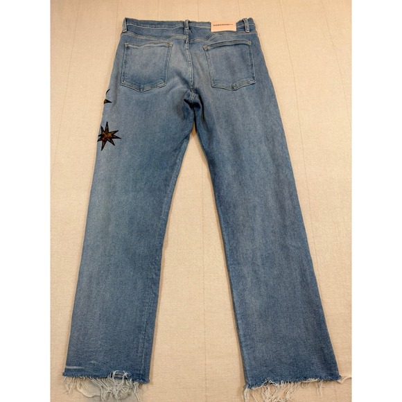 Lost Daze | Star Patch Selvedge Blue Jeans Raw Hem | Men's 34 - Picture 2 of 11